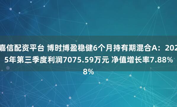 嘉信配资平台 博时博盈稳健6个月持有期混合A：2025年第三季度利润7075.59万元 净值增长率7.88%