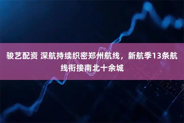 骏艺配资 深航持续织密郑州航线，新航季13条航线衔接南北十余城