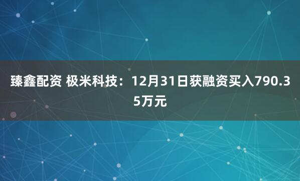 臻鑫配资 极米科技：12月31日获融资买入790.35万元